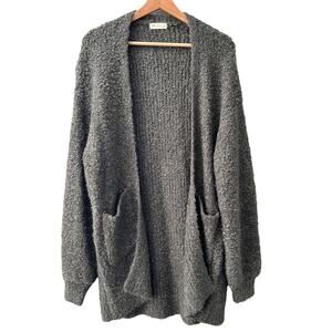 NWOT! Rylee + Cru Wool Blend Longline Open Front Pocket Cardigan Green Large